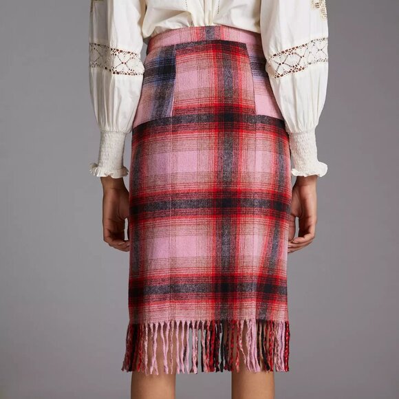 Maeve Fringed Plaid Mini Skirt - Picture 4 of 11